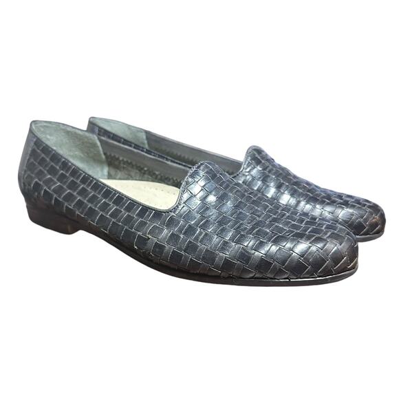 Trotters Black Woven Leather Loafer Flats - Size 8.5 - Picture 2 of 13